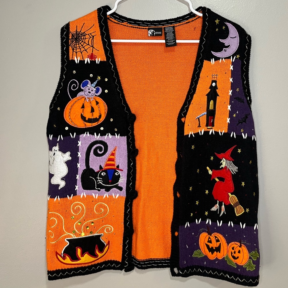 Vintage Halloween Patchwork Vest
